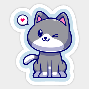 Cute Cat Sitting Cartoon Sticker